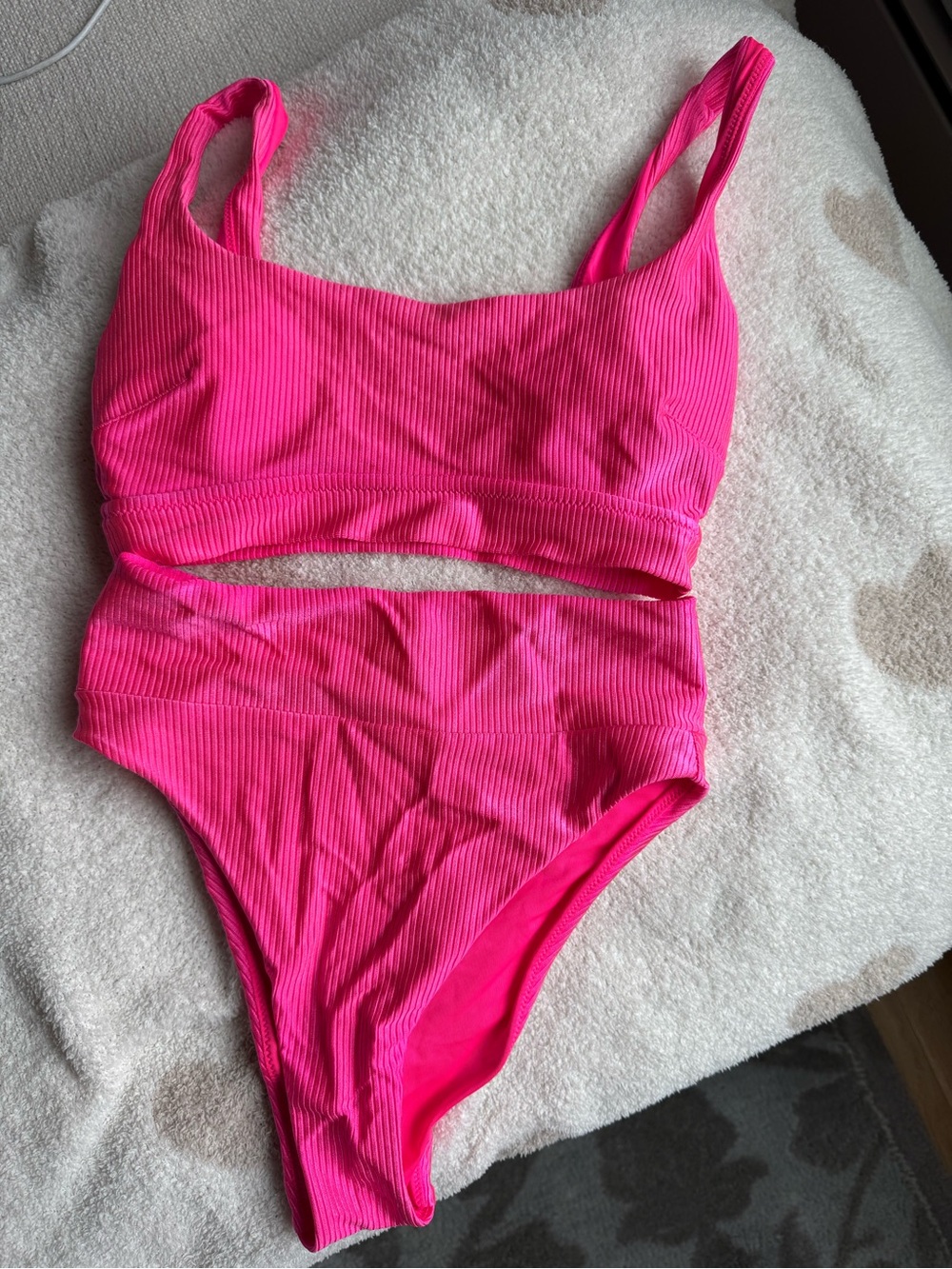 Ribbed Hot Pink bikini